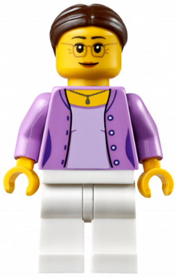 Минифигурка Lego  Grandma - Medium Lavender Jacket over Lavender Shirt, White Legs, Brown Hair in a Bun hol102