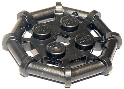 Plate, Modified 2 x 2 with Bar Frame Octagonal, Reinforced, Completely Round Studs, 75937 Pearl Dark Gray N