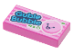 Tile 1 x 2 with Medium Azure 'Guble Bubble', White Number 8 in Green Circle, and Bright Pink Bubble with Face Pattern, 3069pb1063  