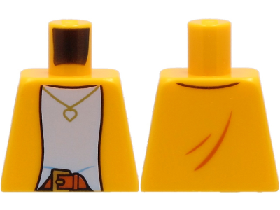 Torso Jacket over Bright Light Blue Shirt, Gold Necklace with Heart and Belt Pattern, 973pb4113 Bright Light Orange U