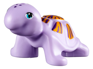 Turtle, Friends / Elves with Medium Azure Eyes, Dark Purple Spots, and Dark Purple and Bright Light Orange Shell Pattern, 11603pb02 Lavender U