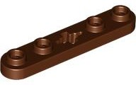 Technic, Plate 1 x 5 with Smooth Ends, 4 Studs and Center Axle Hole, 32124 Reddish Brown U