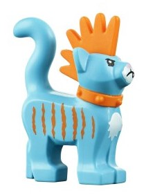 Кошка Lego Cat, Standing with Molded Orange Spiky Mohawk and Collar, Printed Stripes Pattern (Mo) 39742pb02