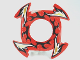 Ring 4 x 4 with 2 x 2 Hole and 4 Arrow Ends with Black, Gold and White Flames Pattern (Ninjago Spinner Crown), 98341pb02  