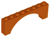 Arch 1 x 8 x 2 Raised, 16577 Dark Orange U