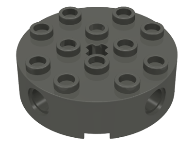 Brick 4 x 4 Round with Holes 6222 Dark Gray U