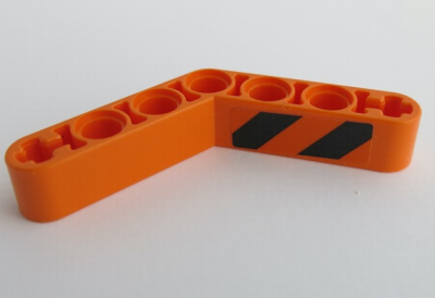 Technic, Liftarm, Modified Bent Thick 1 x 7 (4 - 4) with Black and Orange Danger Stripes Pattern Model Left Side (Sticker) - Set 42071, 32348pb015L Orange U