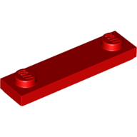 Plate, Modified 1 x 4 with 2 Studs with Groove, 41740 Red N