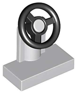Деталь LEGO Vehicle, Steering Stand 1 x 2 with Black Steering Wheel 3829c01 (3828c01) Light Bluish Gray U