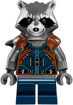 Минифигурка Lego Rocket Raccoon - Dark Blue and Reddish Brown Outfit, Dark Bluish Gray Head sh384