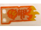 Plastic Part for Sets 70673, 70674, 70675, 70676, 70677, 70678, and 70684 - Tan Tattered Flag with Trans-Orange Border, Yellow Flames, Ninjago Logogram Letter S and 'THE FORBIDDEN ART' Pattern, multipls16c  
