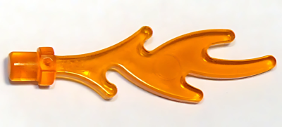 Деталь LEGO Wave Rounded Straight with Bar End (Castle Dragon Flame / Seaweed / Water) 6126b (28618) Trans-Orange U