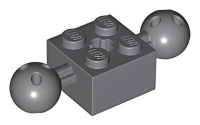 Деталь LEGO Lego Technic, Brick Modified 2 x 2 with 2 Ball Joints and Axle Hole 17114 Dark Bluish Gray U
