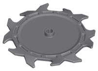Technic Circular Saw Blade 9 x 9 with Frictionless Axle Hole and Teeth in Alternating Directions, 37495 Dark Bluish Gray U
