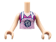 Torso Mini Doll Girl Magenta Halter Top with Bright Pink Zigzag Apron and Rosette Pattern, Light Nougat Arms with Hands, FTGpb267c01