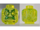 Minifigure, Head Alien Ghost with Yellowish Green Face, Bushy Eyebrows, Glasses, Angry and Flames in Back Pattern, 3626pb2493  
