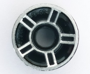 Wheel 11mm D. x 6mm with 5 Spokes with Silver Outline Pattern, 50944pb01 Black U