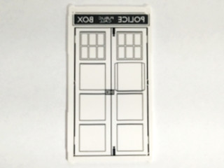 Glass for Window 1 x 4 x 6 with 'POLICE PUBLIC CALL BOX' Mirror Image Tardis Door Pattern, 57895pb029 White N