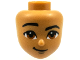 Mini Doll, Head Friends with Black Thick Eyebrows, Right Raised, Reddish Brown Eyes, Chin Dimple, and Lopsided Grin Pattern, 69676