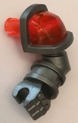 Arm Armored, Left with Trans-Neon Orange Shoulder and Pin Pattern (Nexo Knights Axl), 24101pb01 Flat Silver U