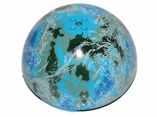 Cylinder Hemisphere 11 x 11, Studs on Top with Blue, Dark Green, Sand Green, and White Planet Pattern (SW Alderaan), 98107pb09