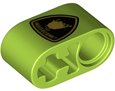 Деталь LEGO Technic, Liftarm Thick 1 x 2 - Axle Hole with Lamborghini Bull Logo Pattern 60483pb007 N
