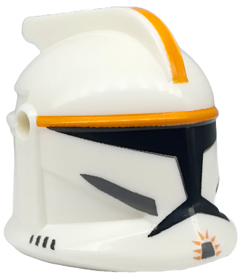 Деталь LEGO Lego Minifigure Headgear Helmet SW Clone Trooper with Holes, Orange Stripe 61189pb04 U
