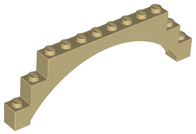 Деталь LEGO Lego 18838 1 x 12 x 3 Raised Arch with 5 Cross Support 6246845 Tan U