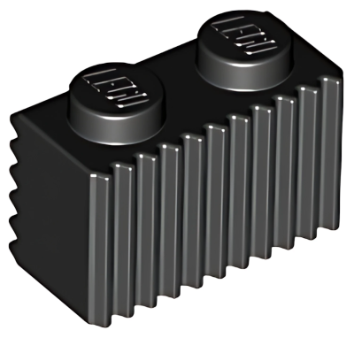Деталь LEGO Brick, Modified 1 x 2 with Grille / Fluted Profile 2877 Black U
