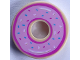 Tile, Round 2 x 2 with Hole with Donut / Doughnut with Bright Pink Donut Frosting and Sprinkles Pattern, 15535pb07  