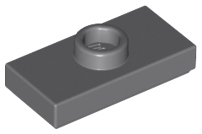 Plate, Modified 1 x 2 with 1 Stud with Groove and Bottom Stud Holder (Jumper), 15573 Dark Bluish Gray U