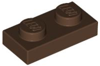 Plate 1 x 2, 3023 Brown U