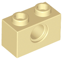 Technic, Brick 1 x 2 with Hole, 3700 Tan N