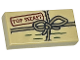 Tile 1 x 2 with Package with Dark Red 'TOP SECRET' Stamp, Dark Green Lines and Dark Tan String with Bow Pattern, 3069pb1194  