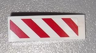 Lego Slope, Curved 3 x 1 with Red and White Danger Stripes Pattern Model Right Side (Sticker) 50950pb056R