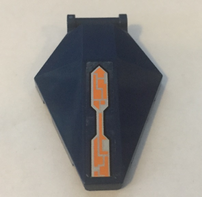 Windscreen 6 x 4 x 1 Hexagonal with Bar Handle with Orange and Silver Circuitry Pattern (Sticker) - Set 70351, 27262pb01 Dark Blue U