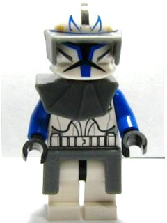 Минифигурка Lego Star Wars Clone Trooper Captain Rex, 501st Legion (Phase 1) - Dark Bluish Gray Visor, Pauldron, and Kama, Large Eyes sw0194