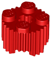 Деталь LEGO Brick, Round 2 x 2 with Axle Hole and Grille / Fluted Profile 92947 Red U