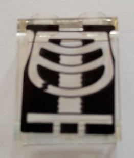 Panel 1 x 2 x 2 with Side Supports - Hollow Studs with Minifigure Torso and Hips X-Ray with Broken Rib Pattern (Sticker) - Set 60204, 87552pb086 Trans-Clear U