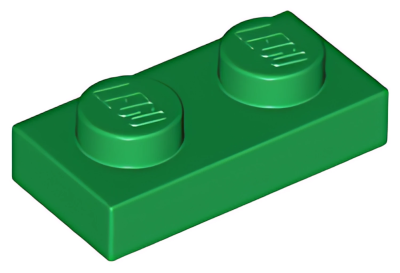 Деталь LEGO Plate 1 x 2 3023 Green U