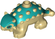 Dinosaur Ankylosaurus Baby with Dark Turquoise Back and Black Eyes Pattern (Jurassic World Bumpy), 67443pb02 Tan U