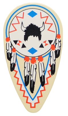 Minifigure, Shield Oval with Feathers and Helmet Pattern, 2586pw1 Tan U