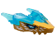 Dragon Head (Ninjago) Jaw Upper with Horns with Molded Pearl Gold Face and Printed Medium Azure Eyes and White Crystals Pattern, 82276pb04