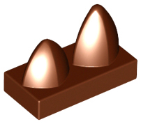 Tile, Modified 1 x 2 with 2 Teeth Vertical, 15209 Reddish Brown U