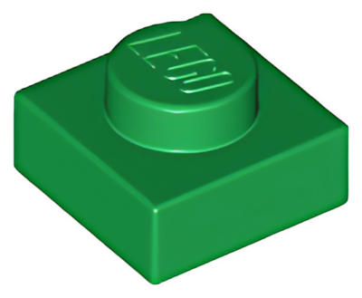 Деталь LEGO Plate 1 x 1 3024 (28554, 30008) Green U