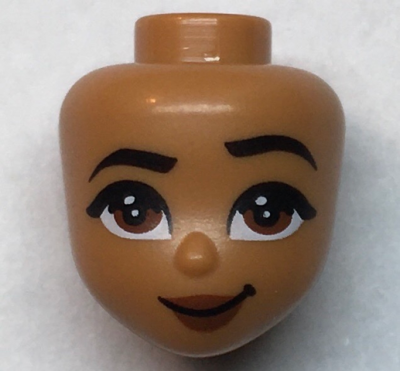 Mini Doll, Head Friends with Black Eyebrows, Reddish Brown Eyes and Lips, Closed Mouth Smile Pattern (Moana), 66752 Medium Nougat U