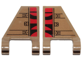 Flag 2 x 2 Trapezoid with Black Curved Stripes on Red Background and Hull Plates Pattern on Both Sides (Stickers) - Set 75215, 44676pb039 Dark Tan N