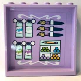Panel 1 x 6 x 5 with Paint Brushes and Art Supplies Pattern on Inside (Sticker) - Set 41365, 59349pb221 Lavender U
