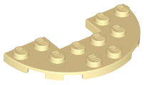 Plate, Round Half 3 x 6 with 1 x 2 Cutout, 18646 Tan N