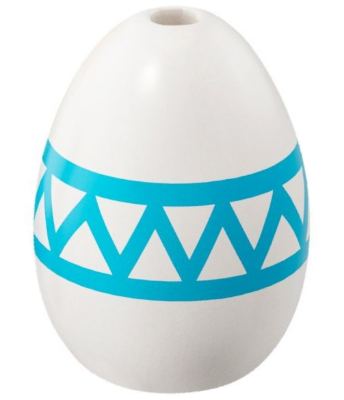 Egg with Small Pin Hole with Medium Azure Lines and Zigzag Pattern, 24946pb01 White U